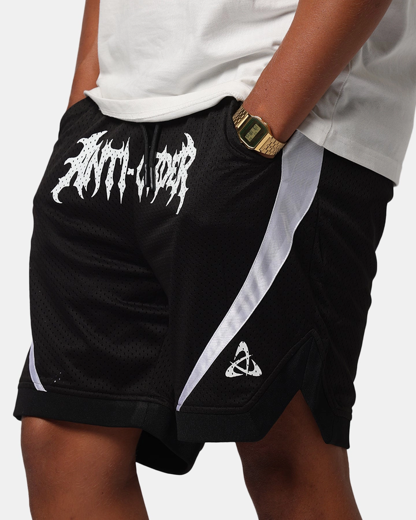 The Anti Order Sparta Mesh Basketball Shorts Black/White Soft Elastic LaserCutEdging