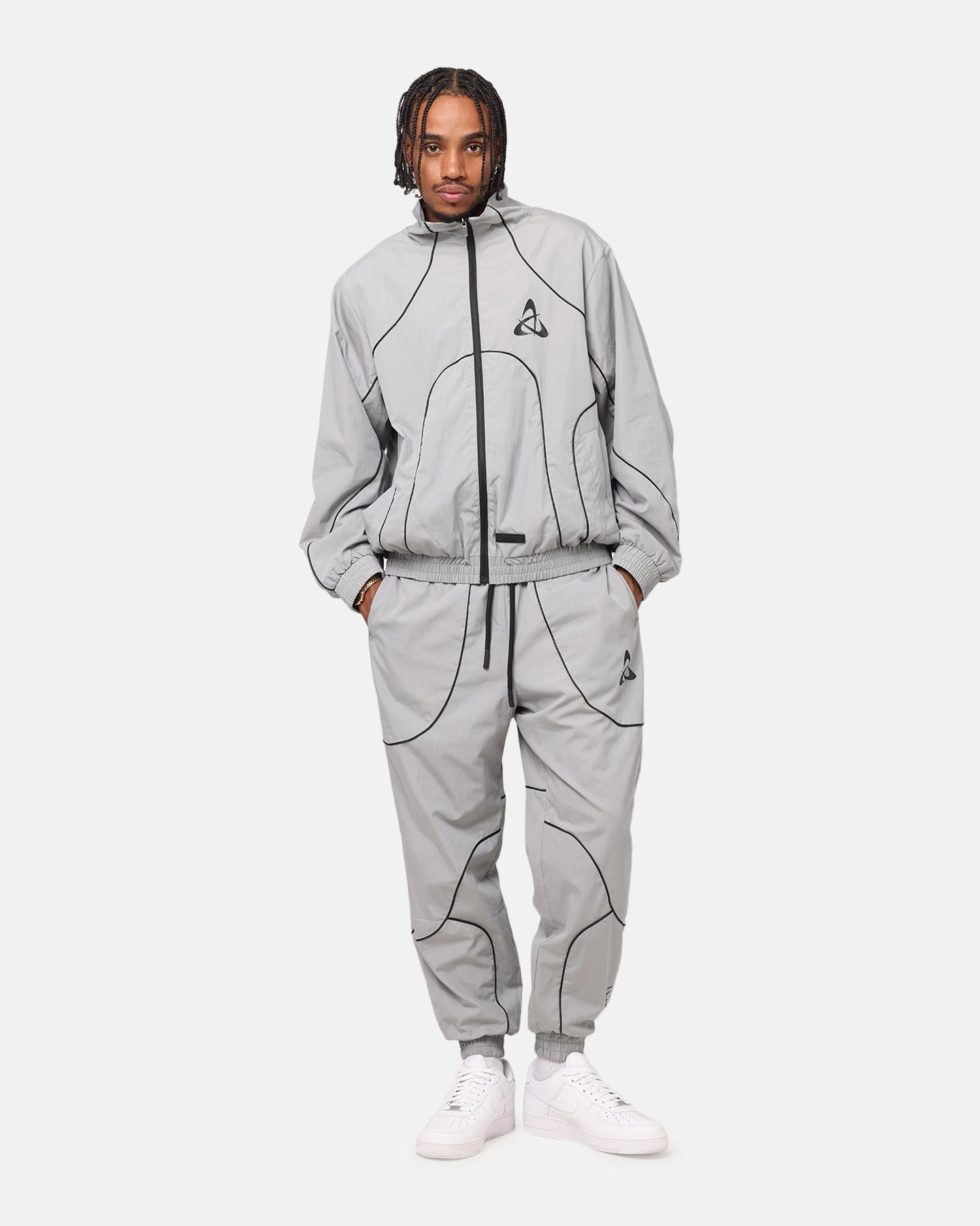 The Anti Order Stereo Nylon Track Jogger Grey Cropped hem