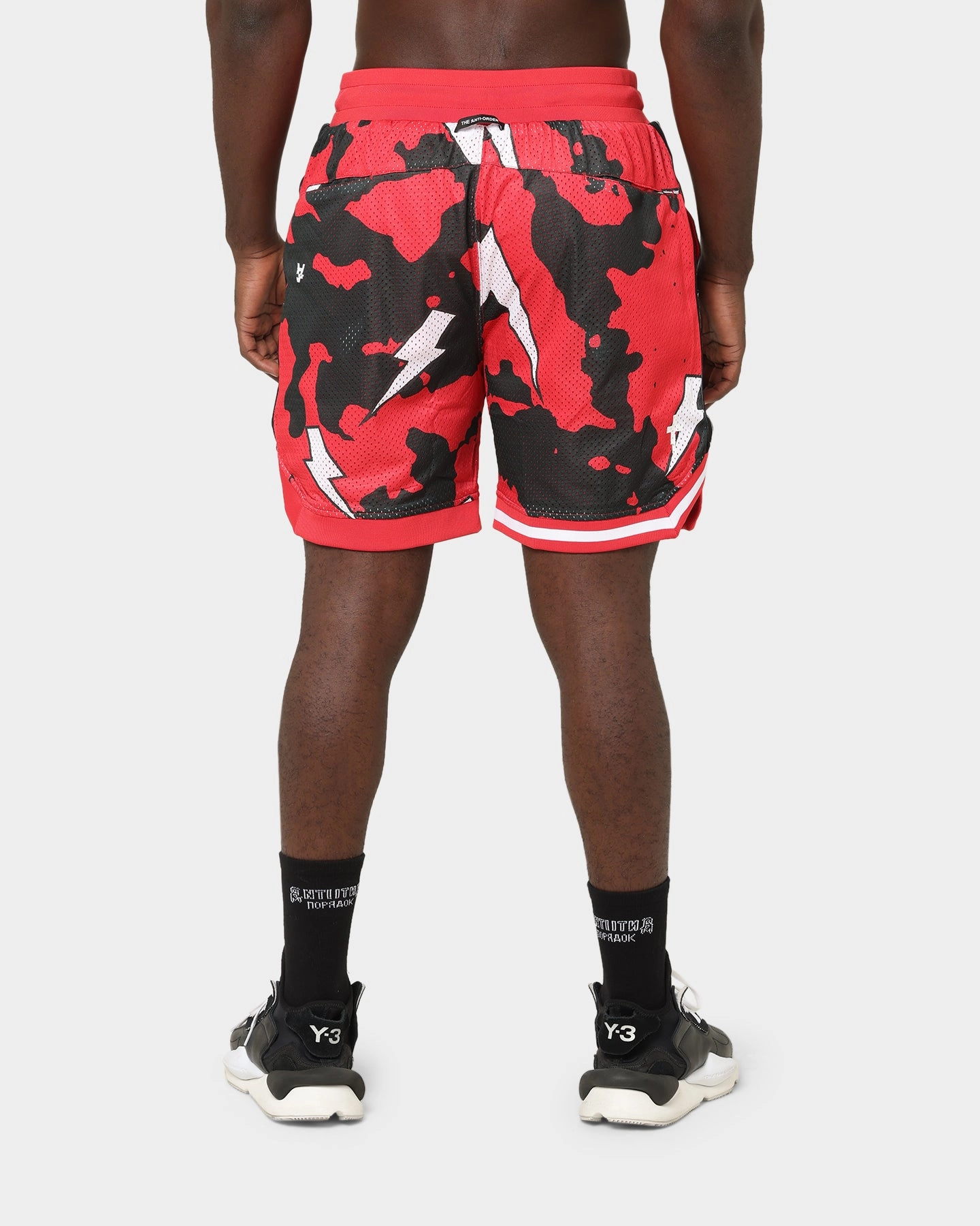 Minimal Finish Urban Style The Anti Order Storm Camo Basketball Shorts Black/Red/White