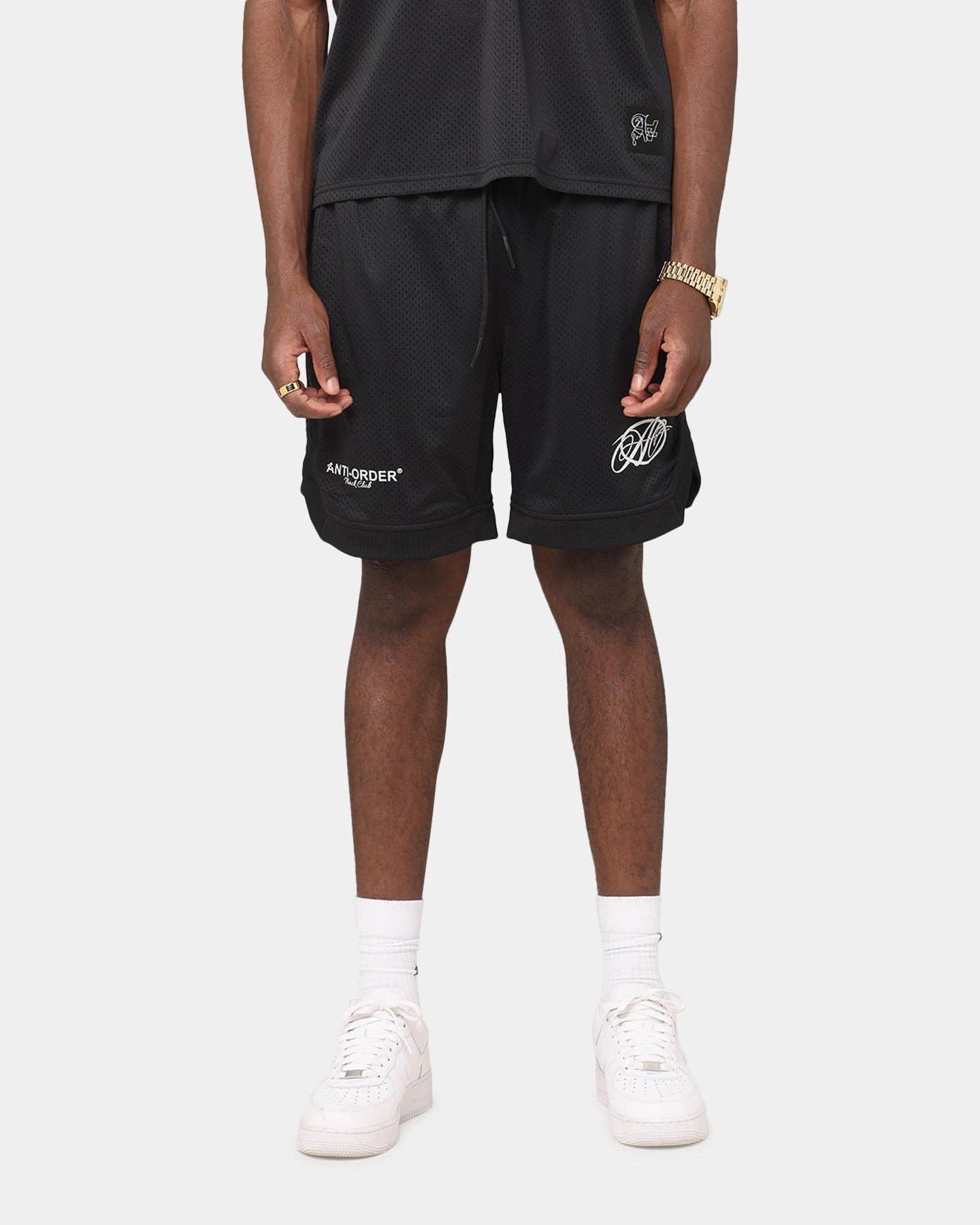 Colorfast Treatment Flex Fit Design The Anti Order Track Club Basketball Shorts Black/Grey