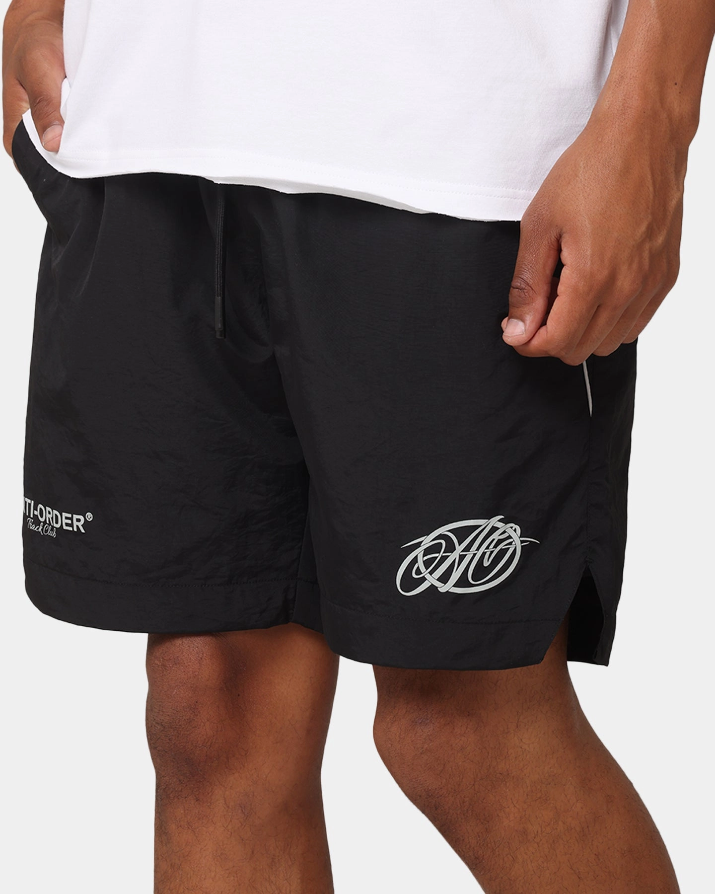 The Anti Order Track Club Nylon Shorts Black/White Fair trade