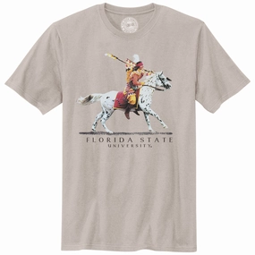 Summer Style The Duck Company Men's Florida State University Osceola/Renegade Design Short Sleeve Mineral Washed T-shirt - Asphalt