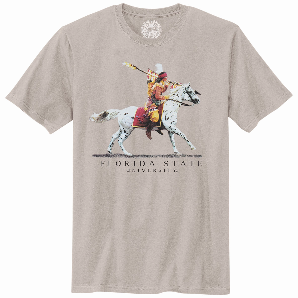 MoistureControlFibers The Duck Company Men's Florida State University Osceola/Renegade Design Short Sleeve Mineral Washed T-shirt - Asphalt