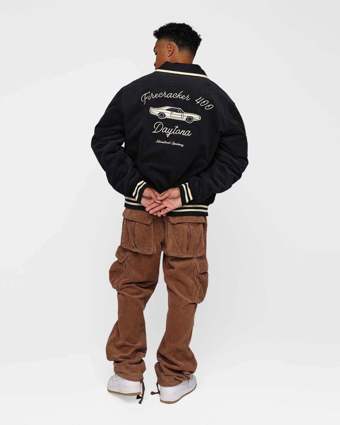 The New Establishment X Nascar Firecracker 60's Cord Racer Jacket Black Anti-pilling