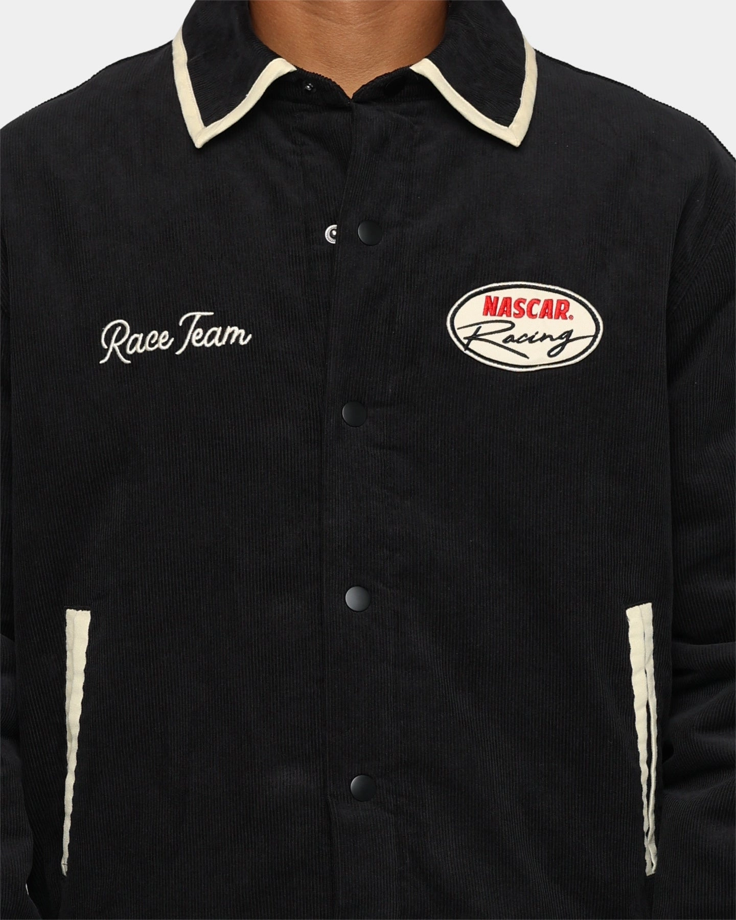 Neutral Tones Reflective Trim The New Establishment X Nascar Firecracker 60's Cord Racer Jacket Black