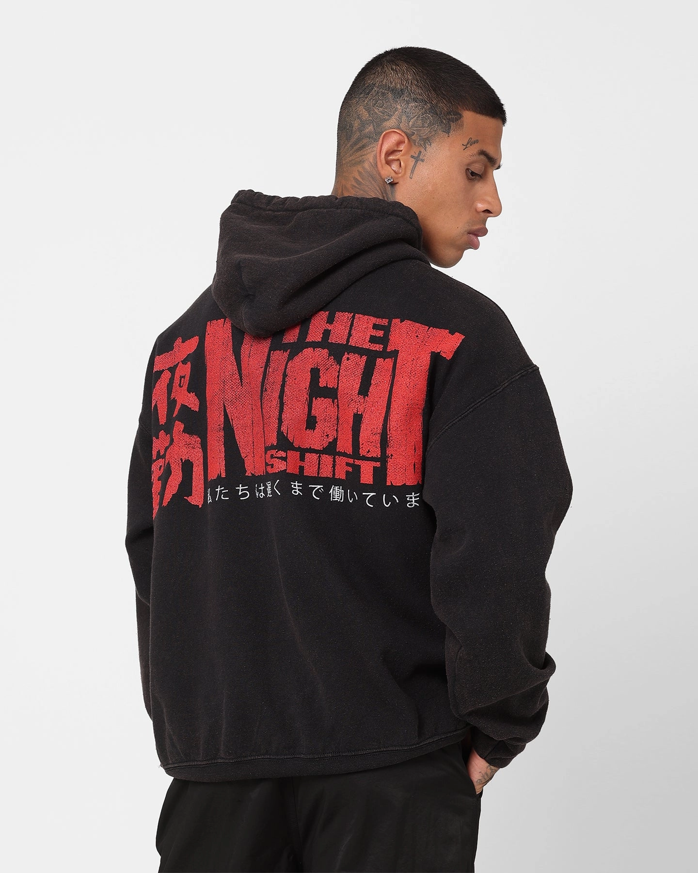 Layer Base Father's Day The Night Shift Dog Vintage Hoodie Black Wash