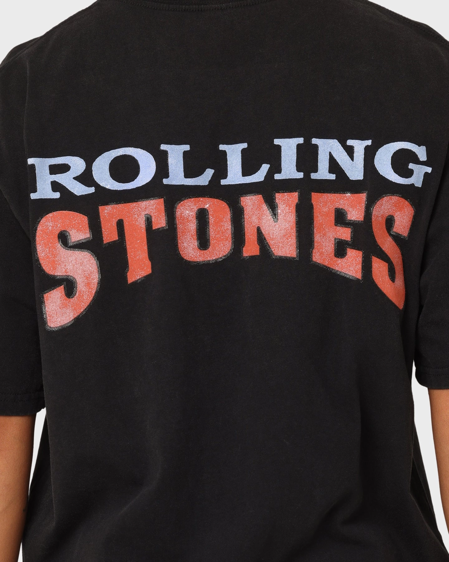 The Rolling Stones Distress Tongue Vintage T-Shirt Washed Black Moisture Management