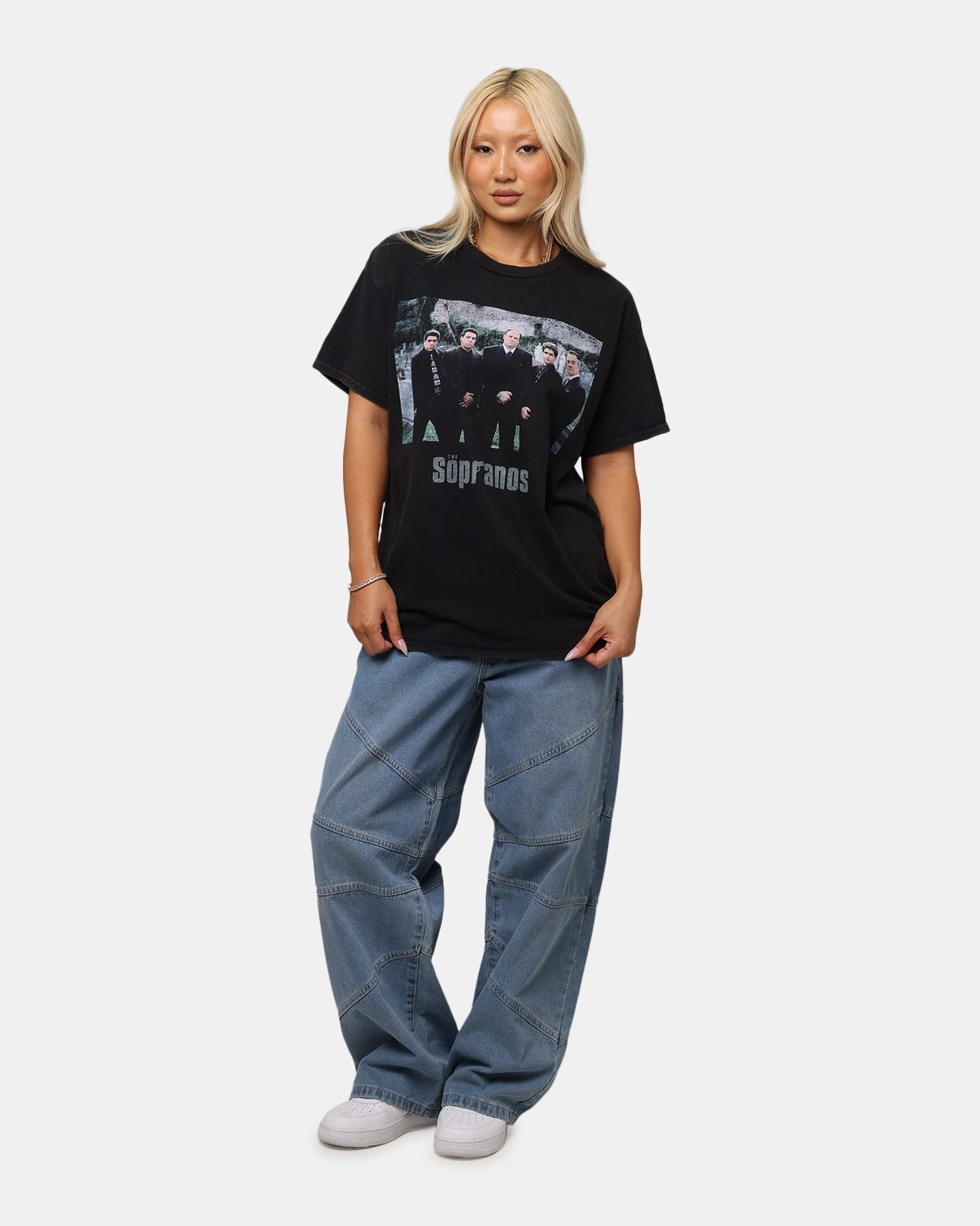 The Sopranos Family Portrait T-Shirt Black Vintage MinimalistDesign