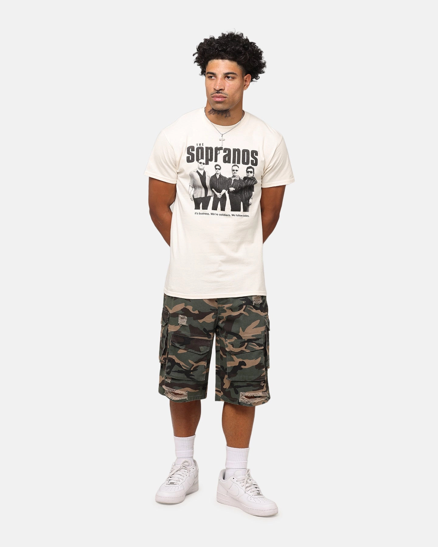 Flattering Cut The Sopranos It's Business T-Shirt Off White
