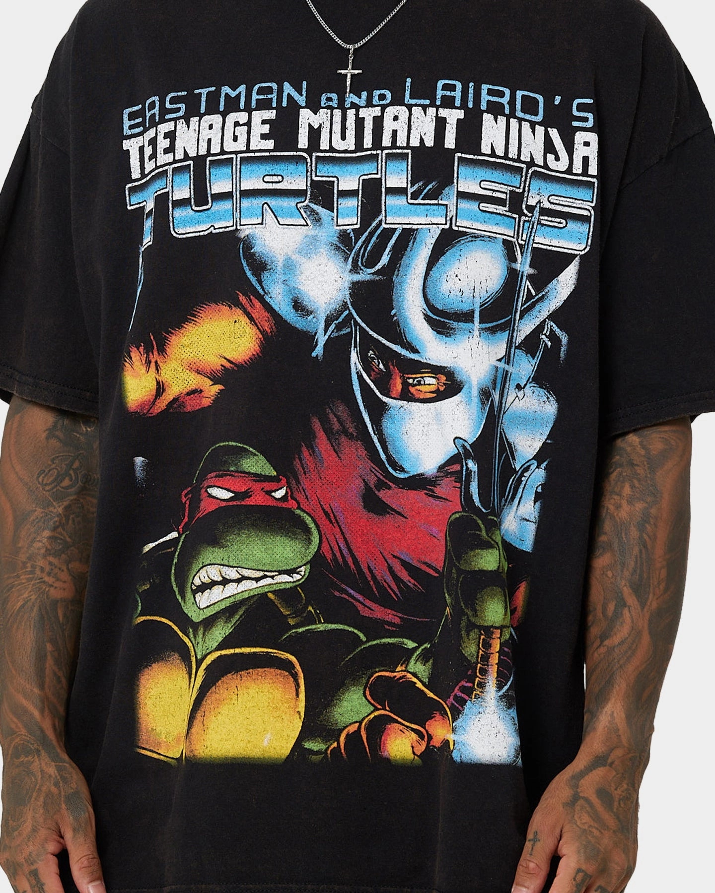 American Thrift X Teenage Mutant Ninja Turtles Shredder Vintage T-Shirt Black Wash Garment Dyed