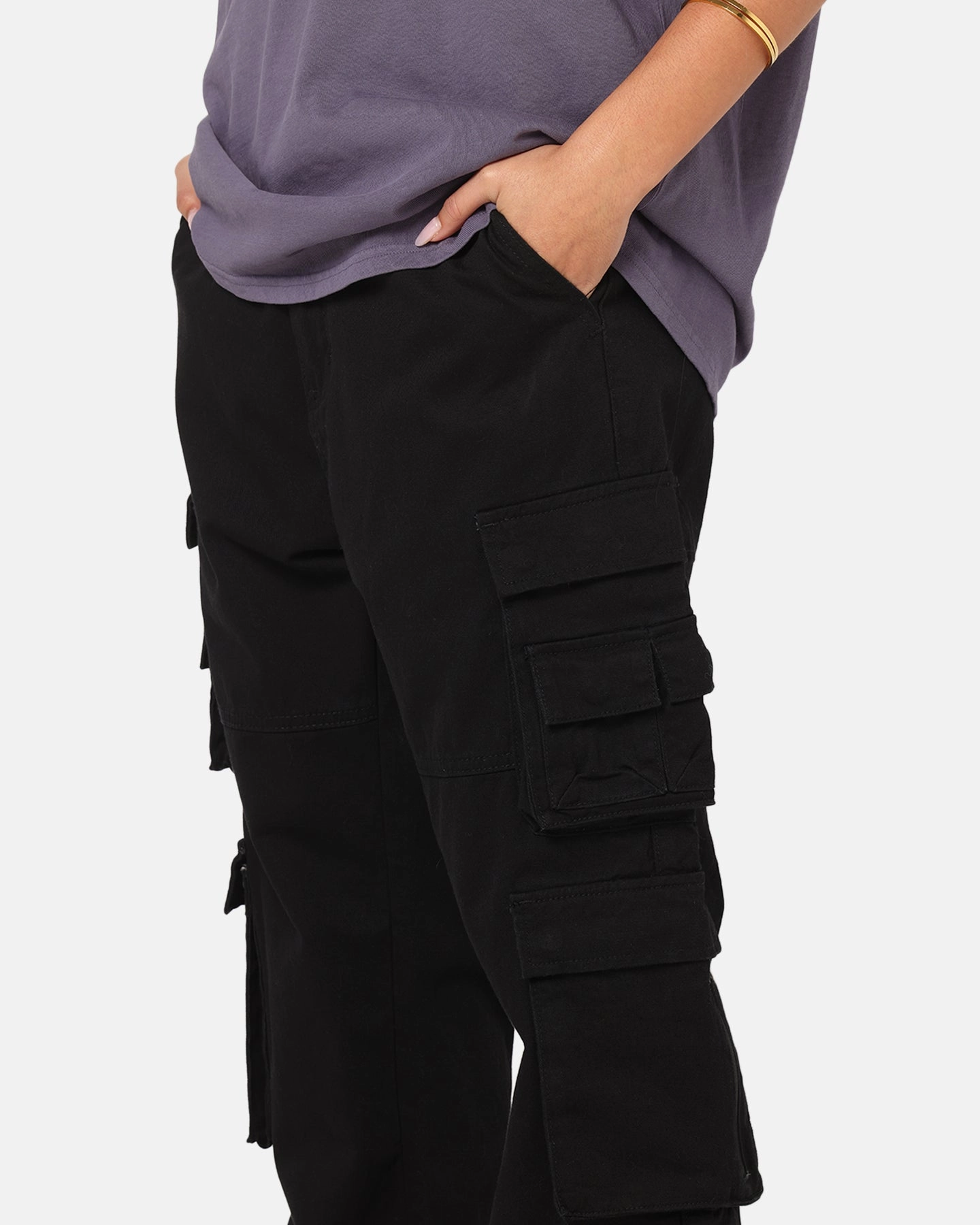 Saint Morta Modern Utility Cargo Pants Washed Black Basic Style NonIrritatingStitching