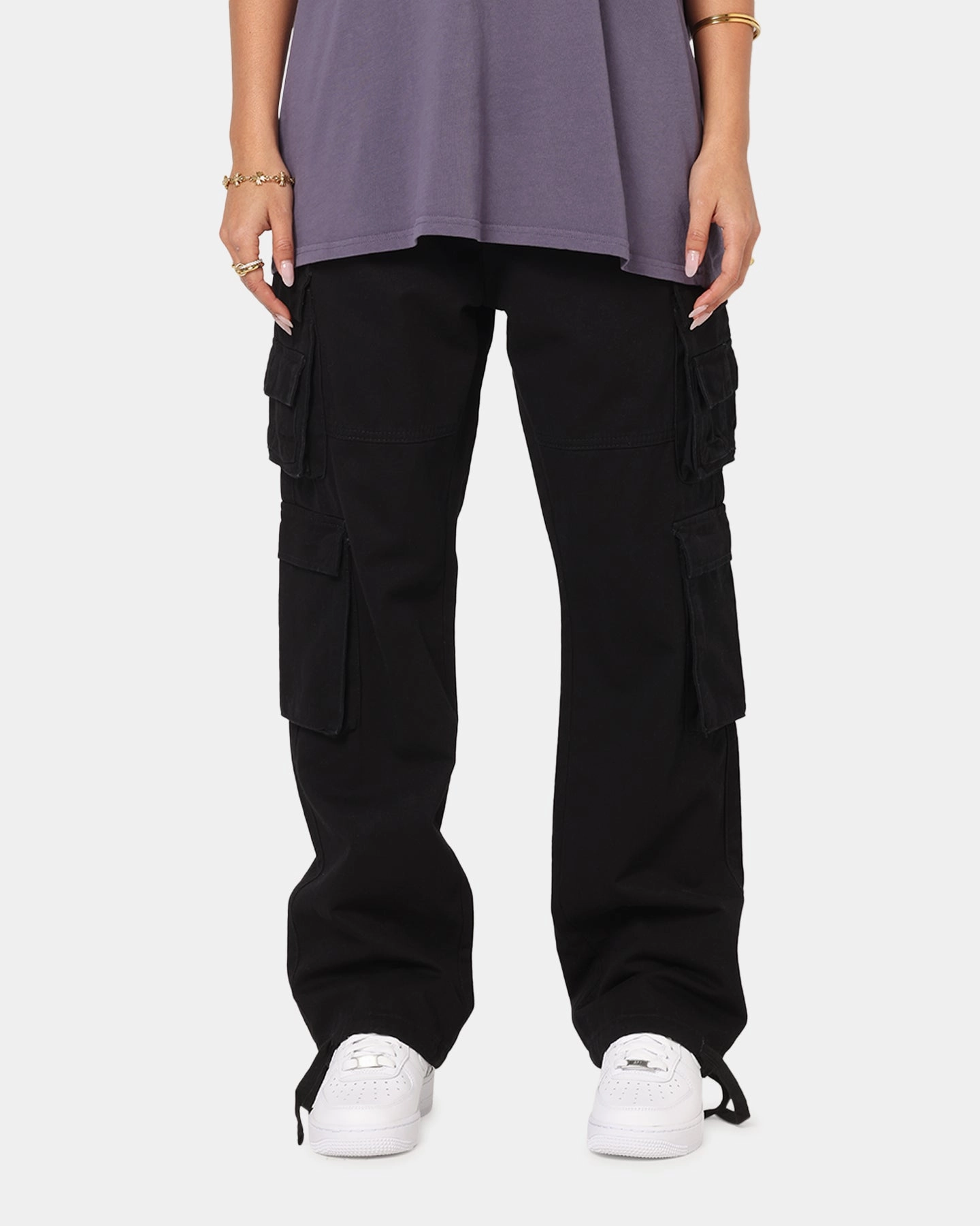 Saint Morta Modern Utility Cargo Pants Washed Black RecyclablePackaging Street Comfort