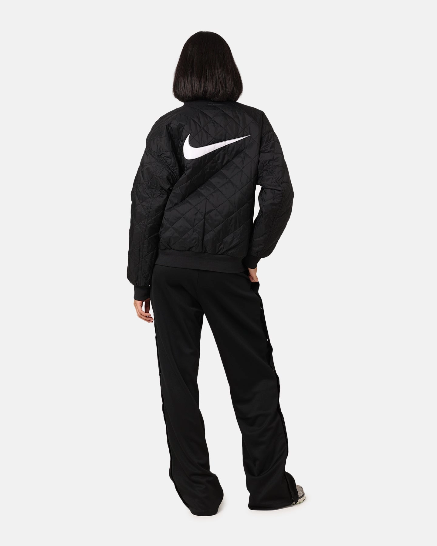 Nike Women's Sportswear Reversible Varsity Bomber Jacket Black/White Lip-gloss Primaloft Insulation