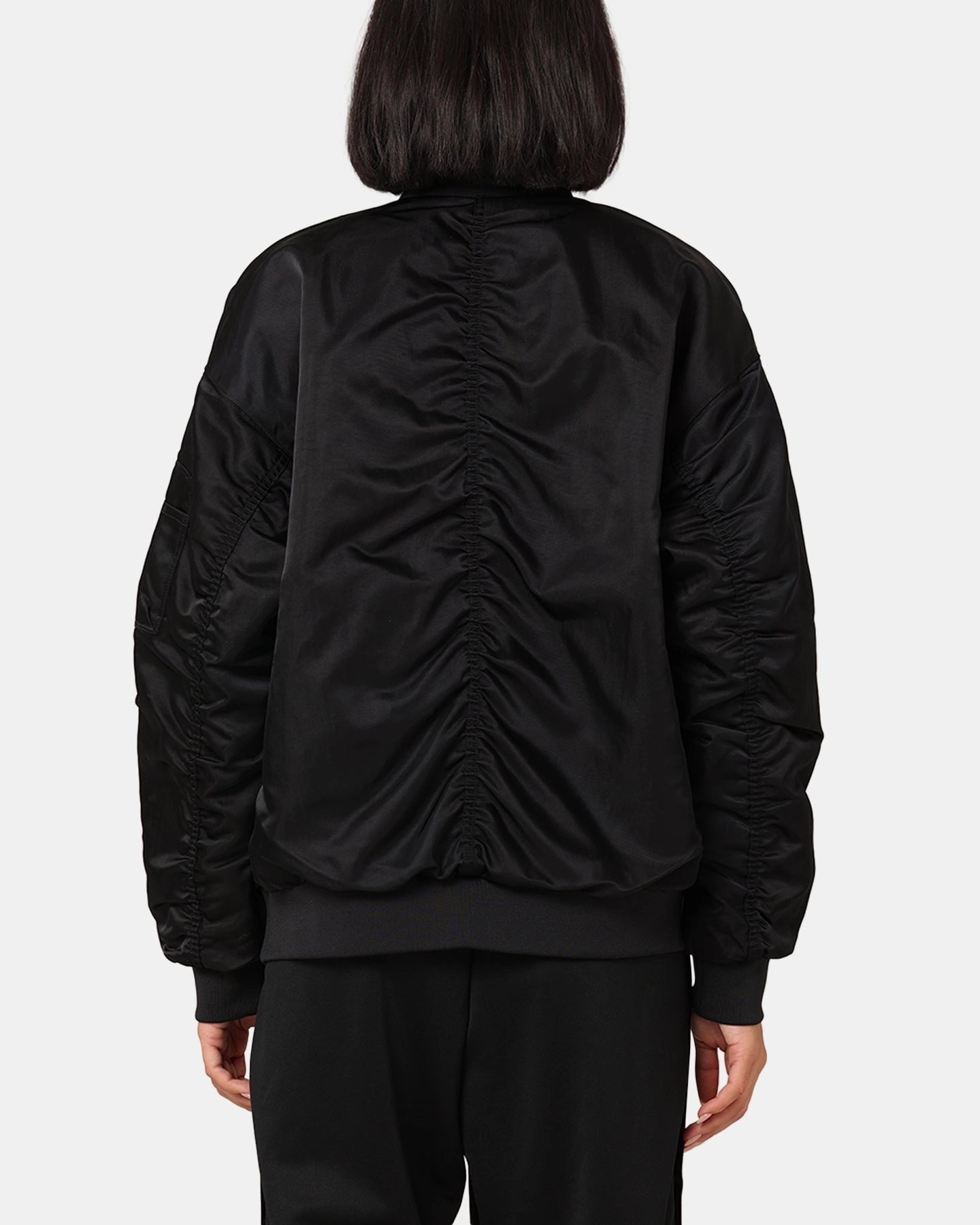 Nike Women's Sportswear Reversible Varsity Bomber Jacket Black/White Layer Look Cruise