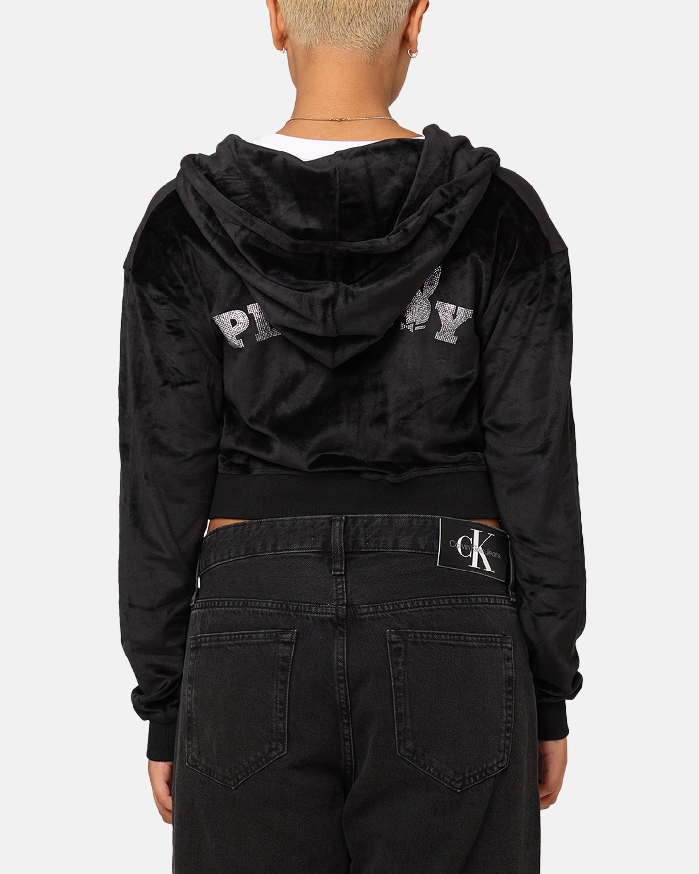 Instance Playboy Women's Bunny O Velour Jacket Black