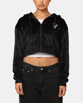 Water Repellent Coating Report Playboy Women's Bunny O Velour Jacket Black