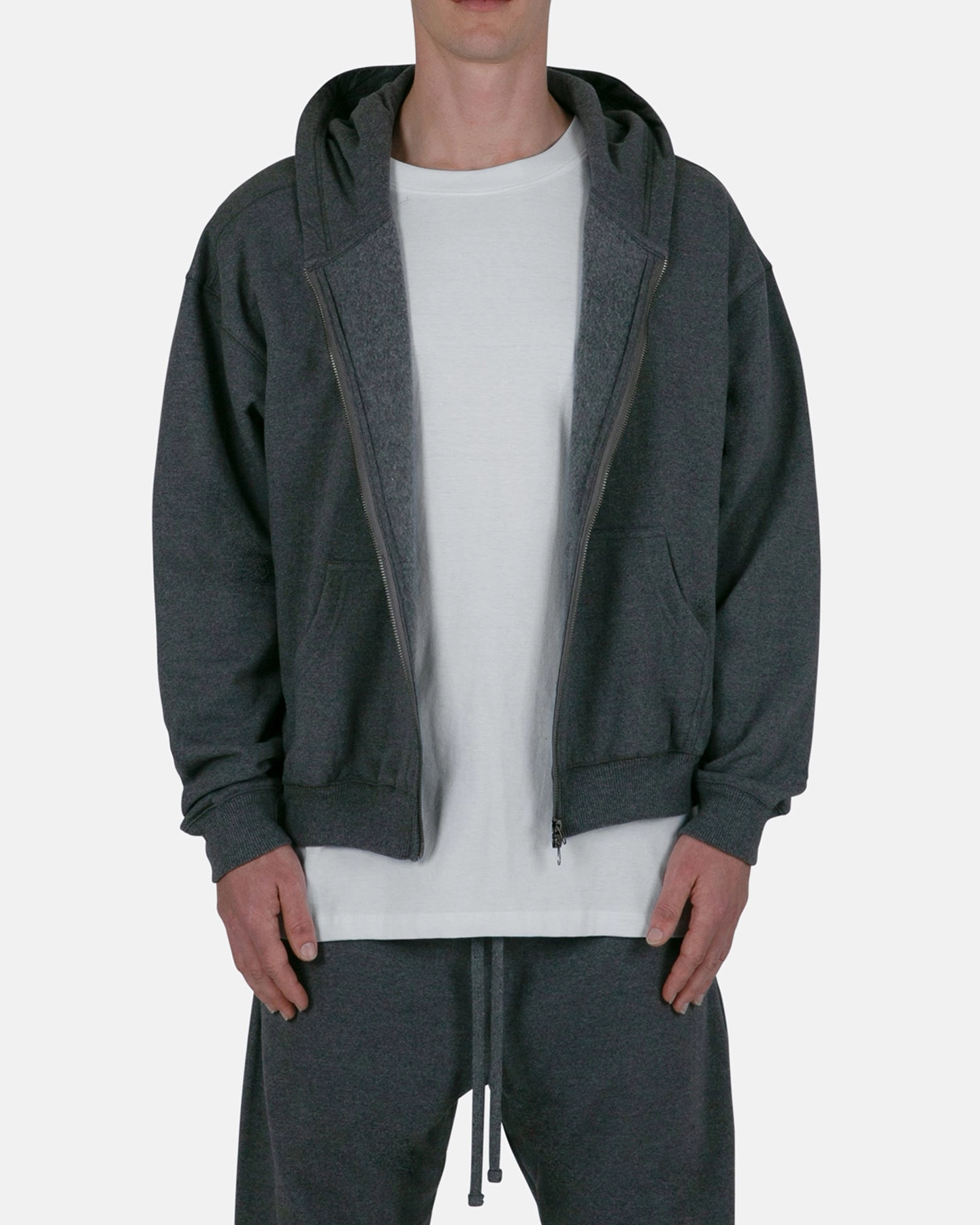MNML Basic Zip Up Hoodie Dark Heather Fearlessness Moisture Wicking Liner