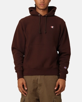 Champion Reverse Weave Small C Hoodie Brown Full Length Front Zipper