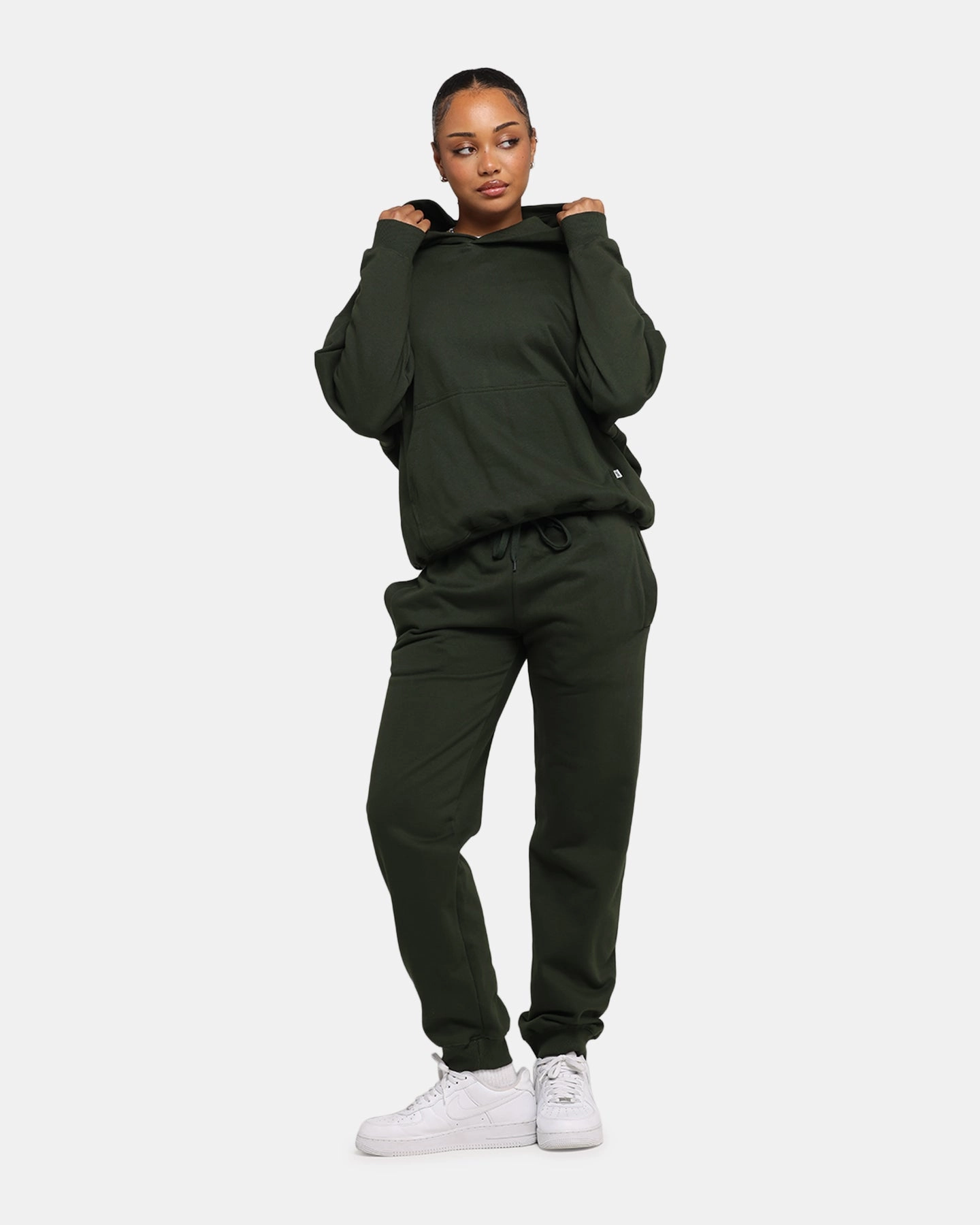 Carr?? Blanc Oversized Hoodie Dark Green Zipper Closure
