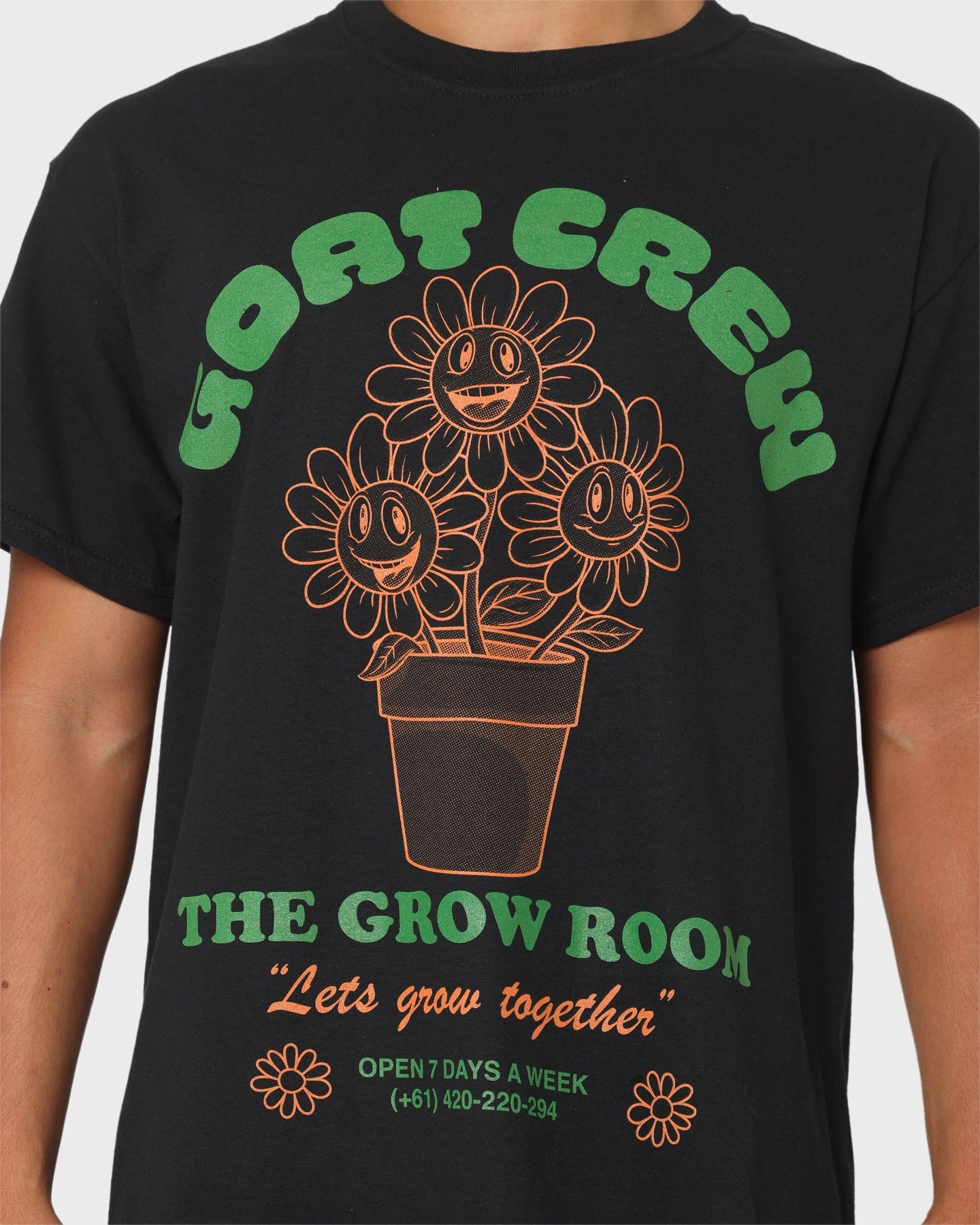 Goat Crew Grow Room T-Shirt Black Self Fabric Tape