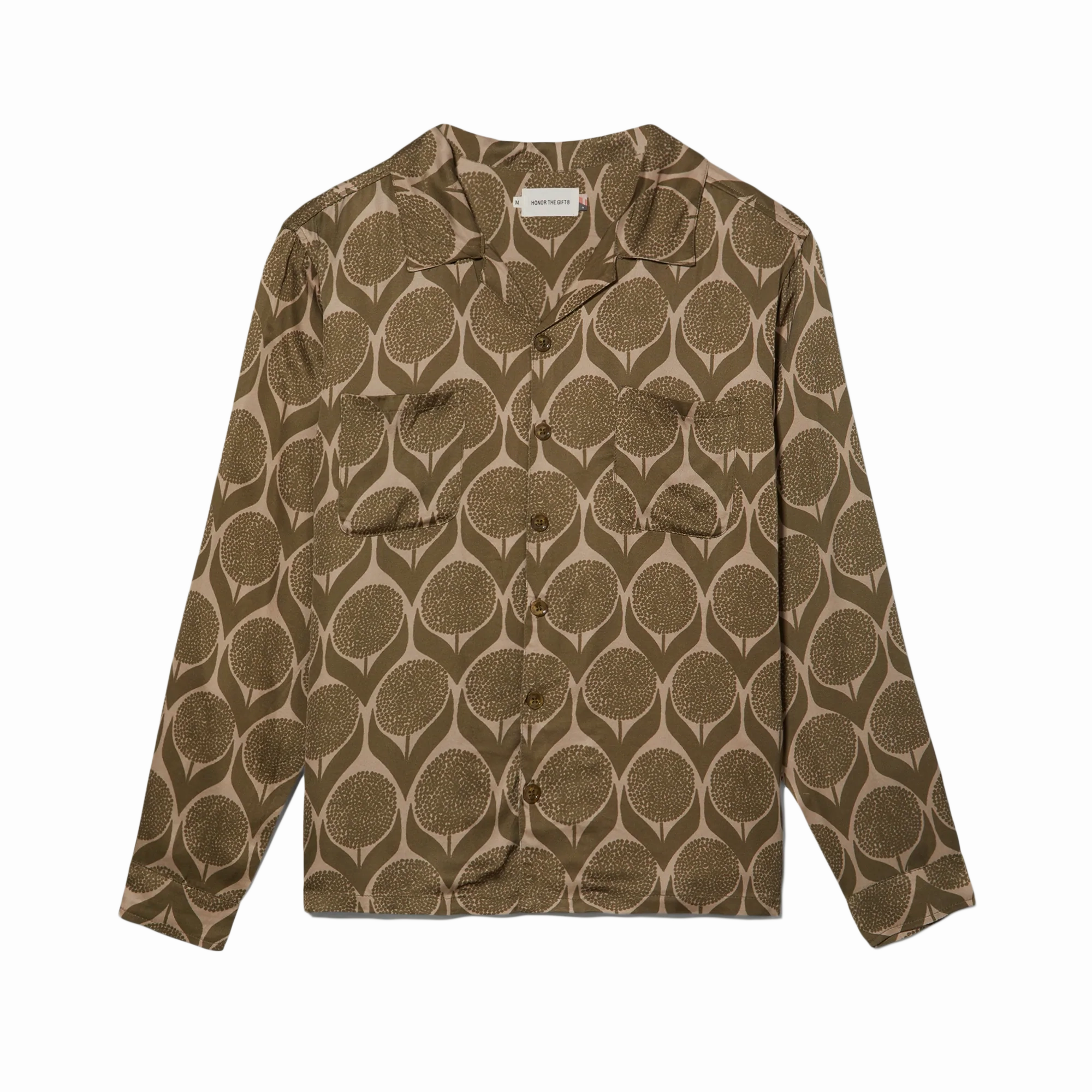 Honor The Gift Floral Button Up 'Olive' Anti-static Vibrant Hue