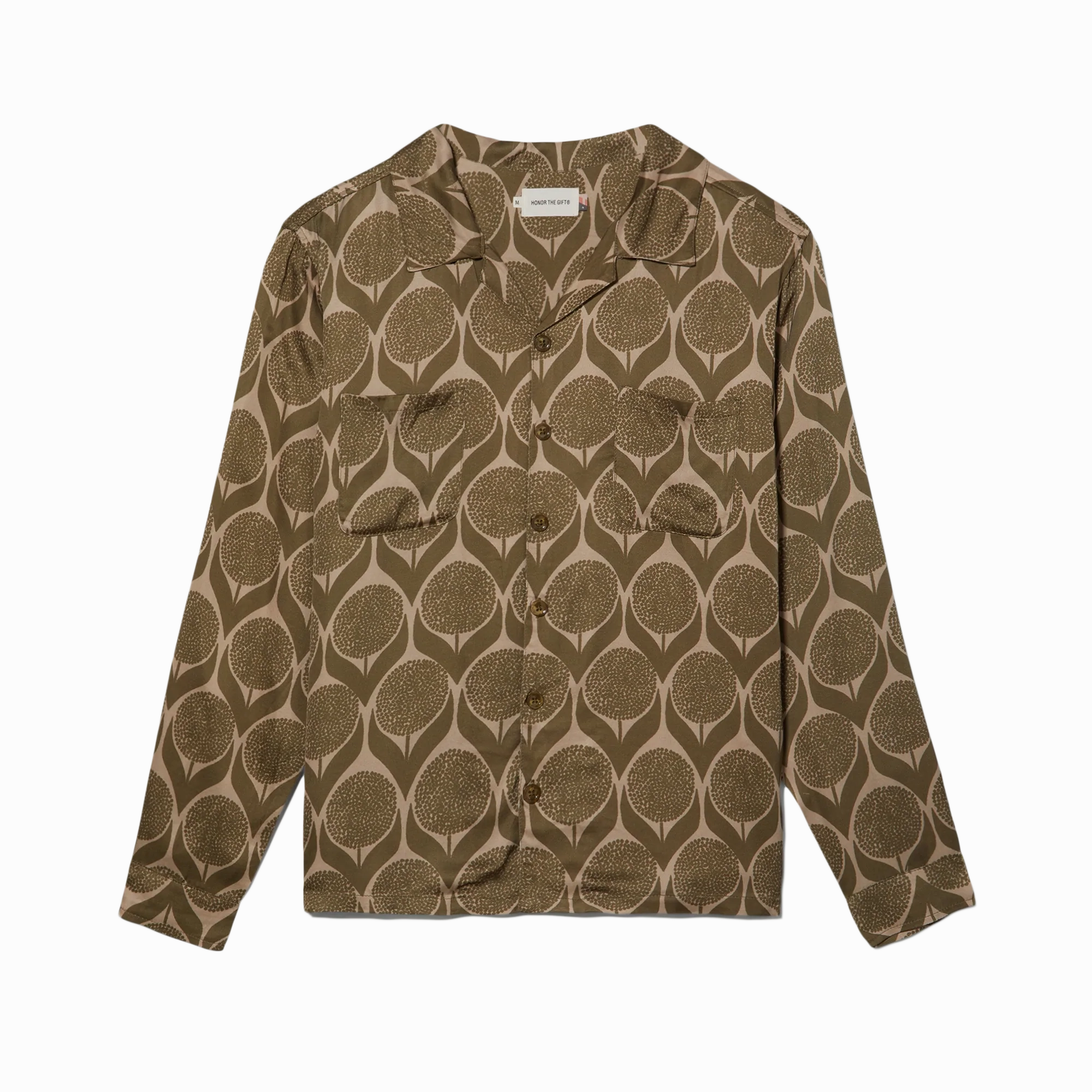 Honor The Gift Floral Button Up 'Olive' Camouflage Print Ergonomic Sleeve Cut