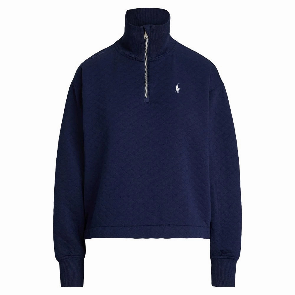 Tear Resistant Fabric Blends Ralph Lauren Quilted Double Knit 1/2 Zip Golf Pullover Refined Navy - SP25 Women
