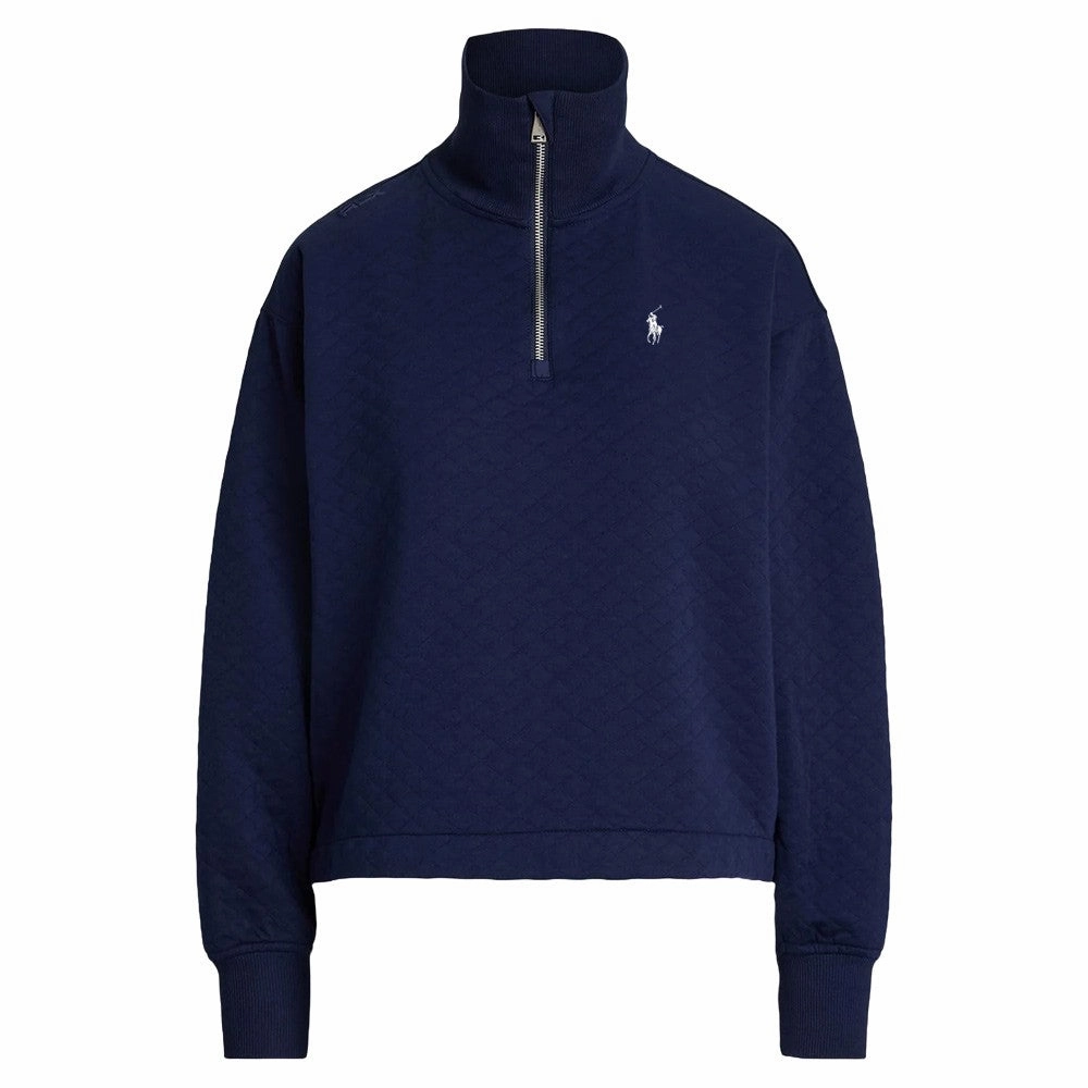 Ralph Lauren Quilted Double Knit 1/2 Zip Golf Pullover Refined Navy - SP25 Women Temperature Regulating Tech