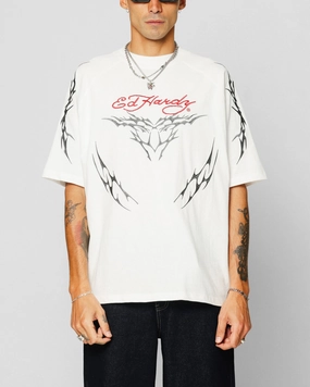 Athletic and Cool Ed Hardy Techno Oversized T-Shirt Vintage Wash