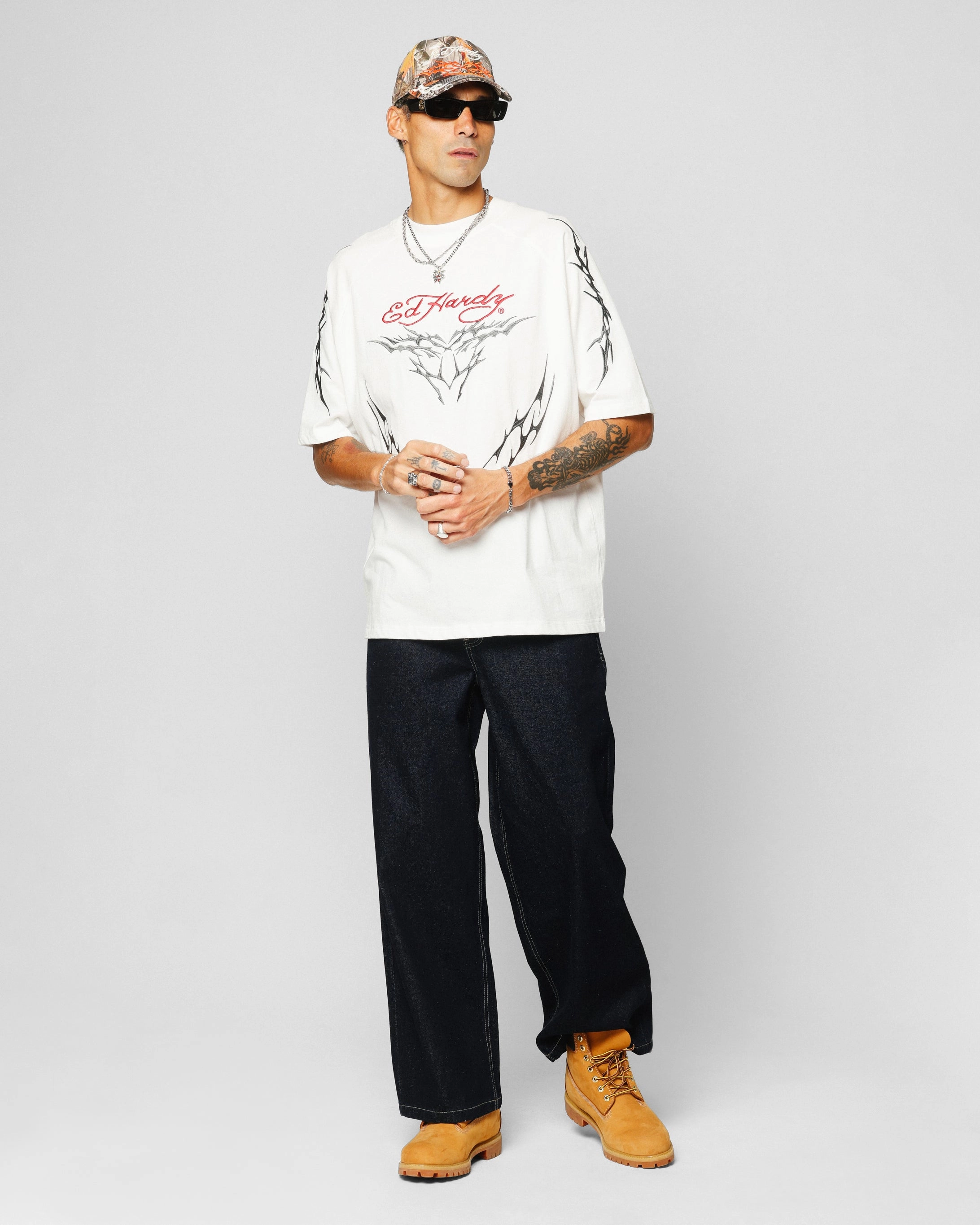 Temperature Regulating Fabric Ed Hardy Techno Oversized T-Shirt Vintage Wash
