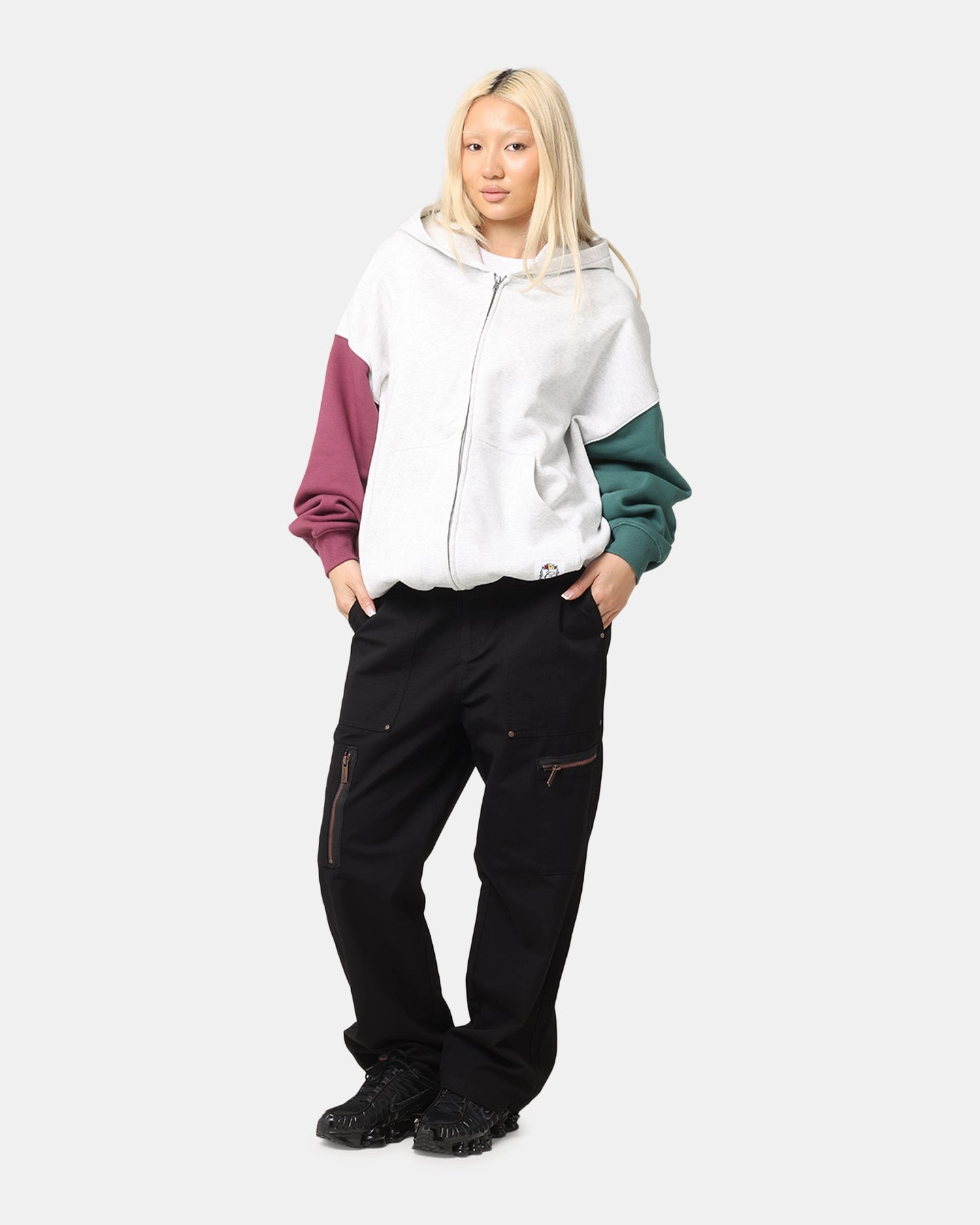 Modern Style Carre Floral Full Zip Hoodie Multi