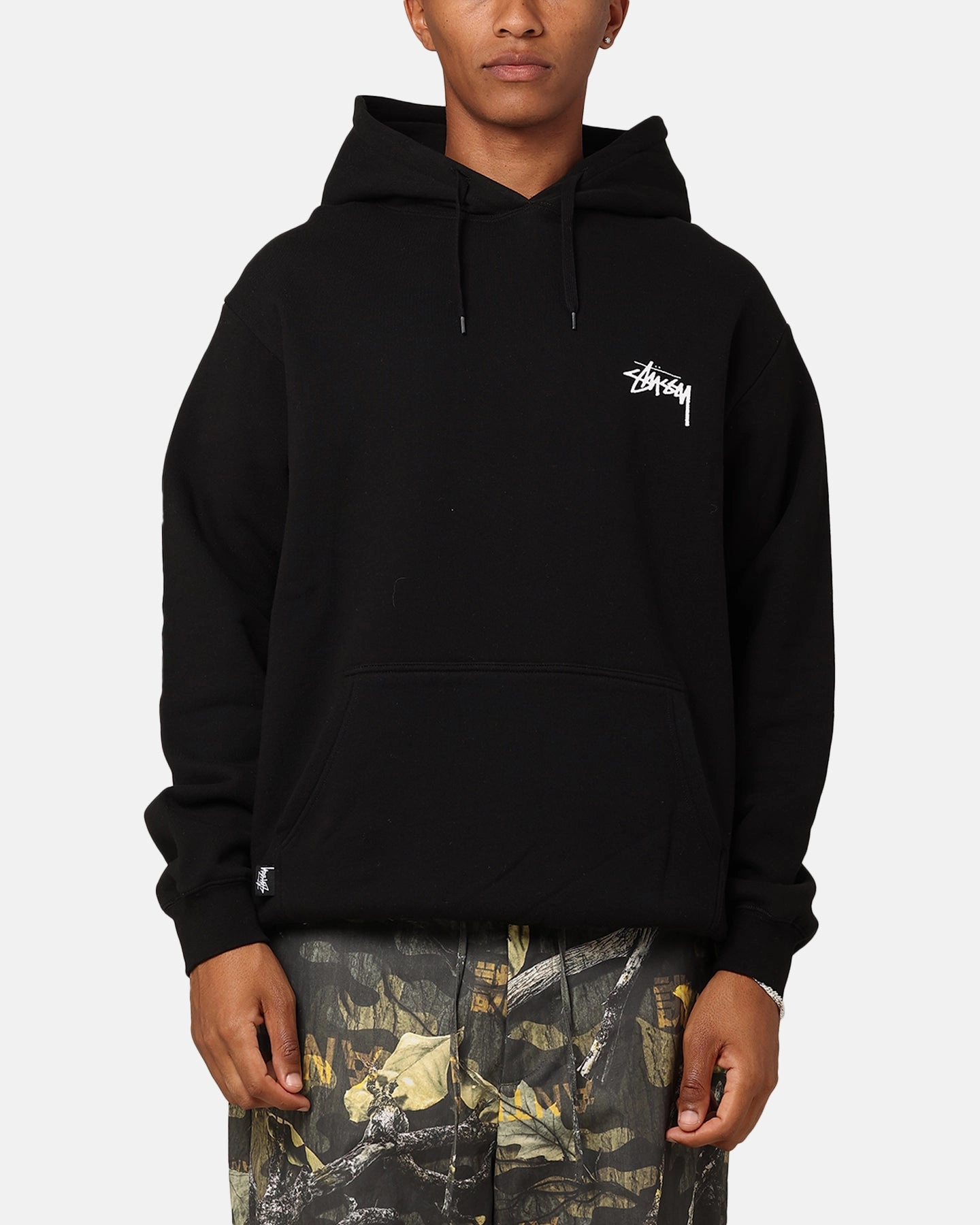 waist length Stussy UV 8 Ball Fleece Hoodie Black