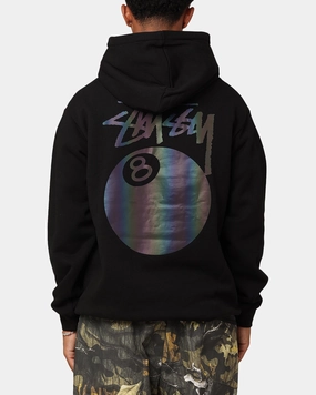 Cream Lightweight Fabric Stussy UV 8 Ball Fleece Hoodie Black
