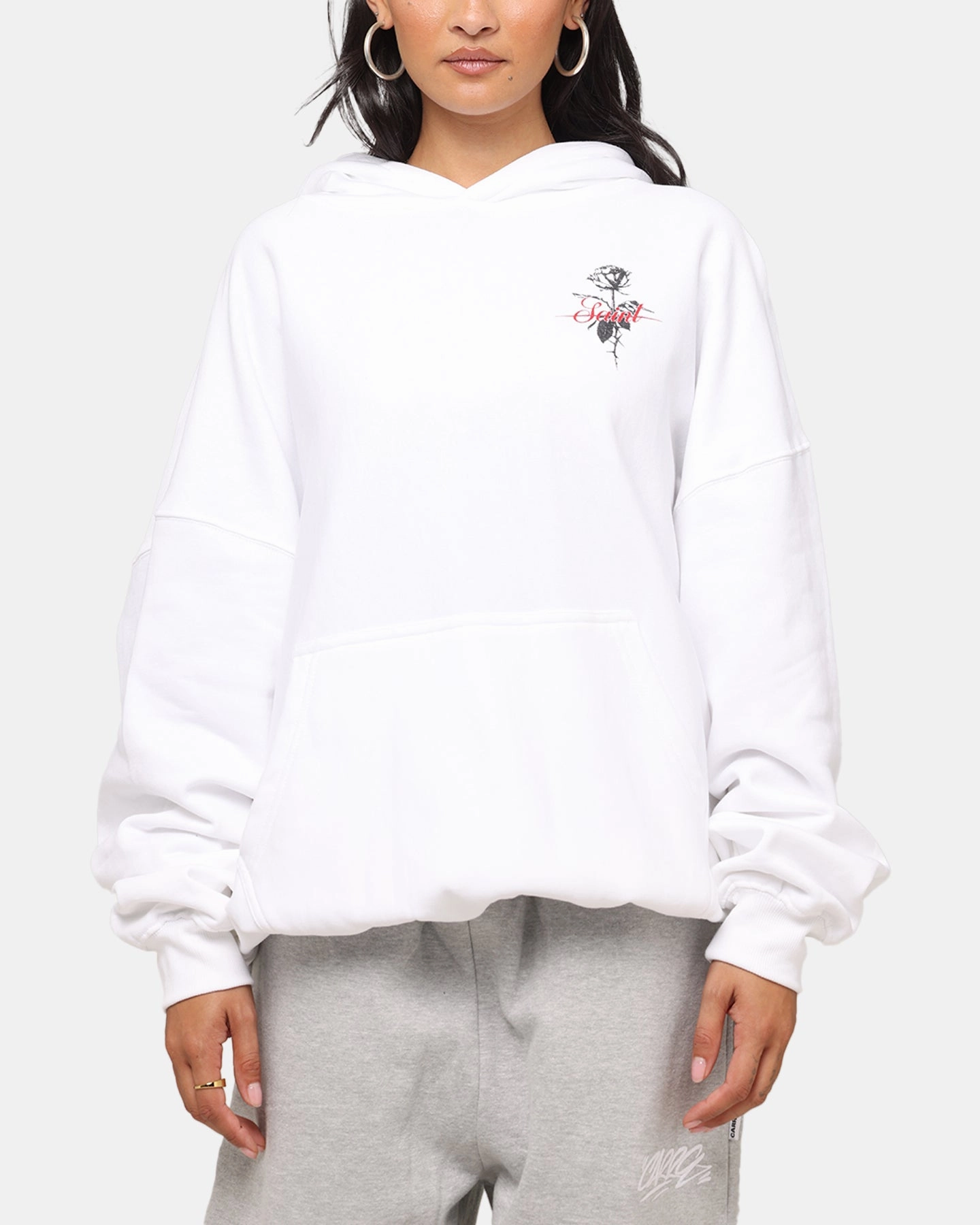 Saint Morta St Valentines Boxy Hoodie White upcycled design Build