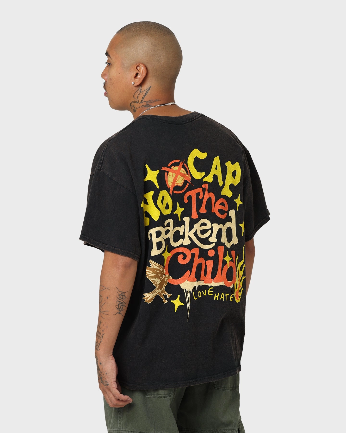 Goat Crew Backend Child Vintage T-Shirt Black Wash Smooth Flatlock Stitching MoistureControlFibers