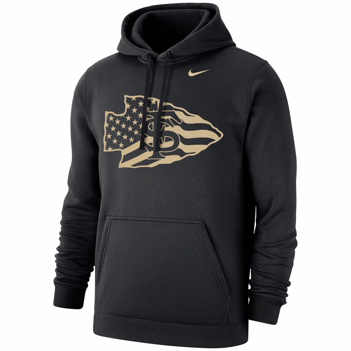 Flexible Ribbed Collar Nike Adult/Unisex Veteran's Alliance Arrowhead Therma PO Hoodie - Black