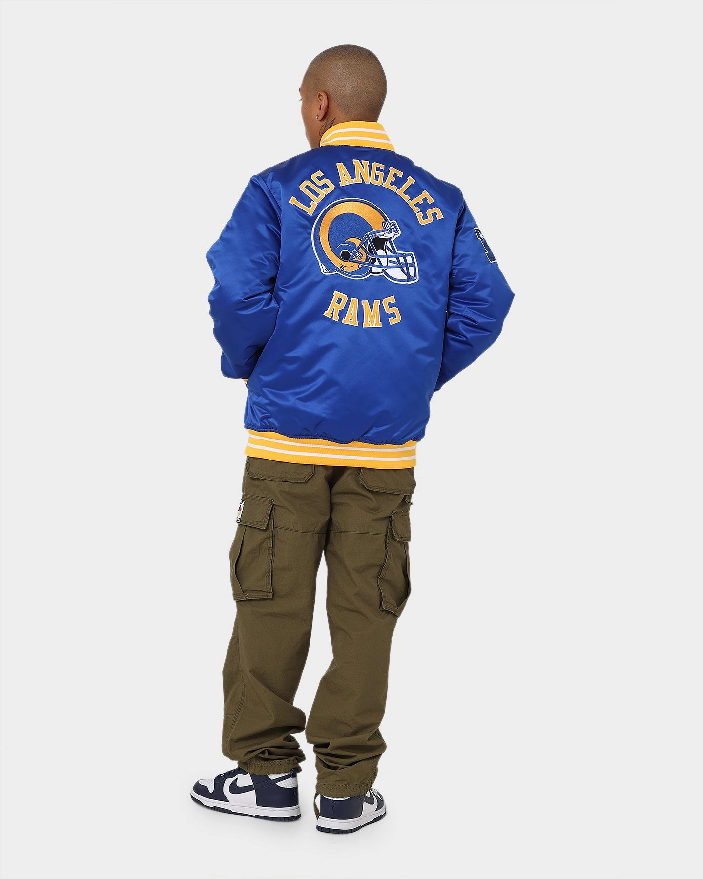 Mitchell & Ness Los Angeles Rams Heavyweight Satin Jacket Royal Noise Free Fabric Beach Holiday
