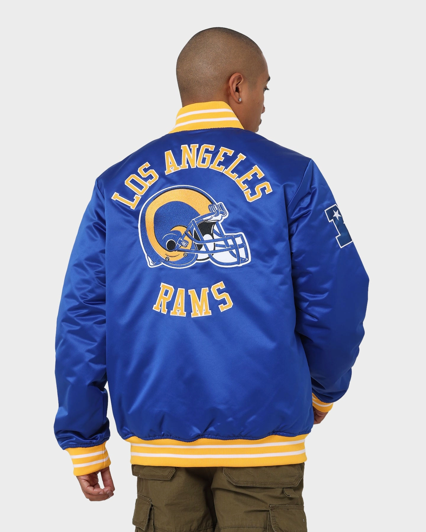 suitable for self use multi-color Mitchell & Ness Los Angeles Rams Heavyweight Satin Jacket Royal