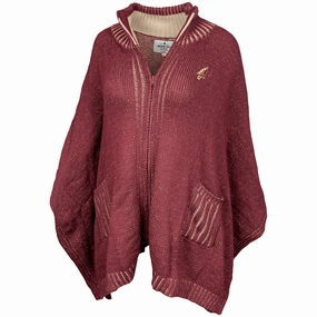 Emerson Street Women's Arrowhead Logo Cotton Knit Full-Zip Poncho - Garnet Functional Piece Light Look
