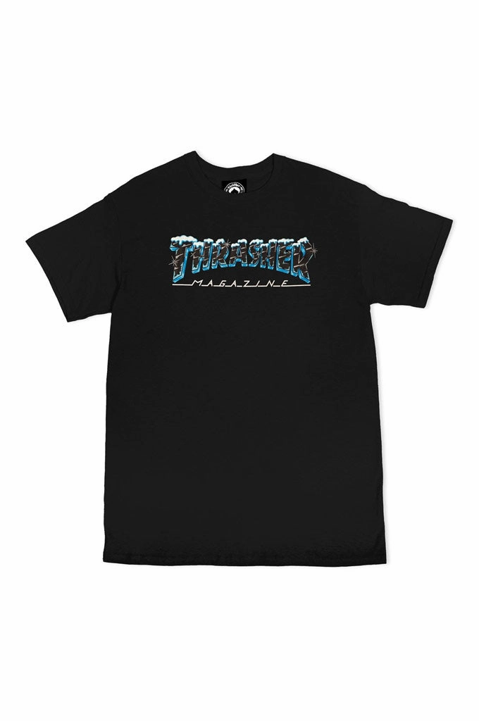 Unique Design Comfy Layer Thrasher Black Ice Logo Tee