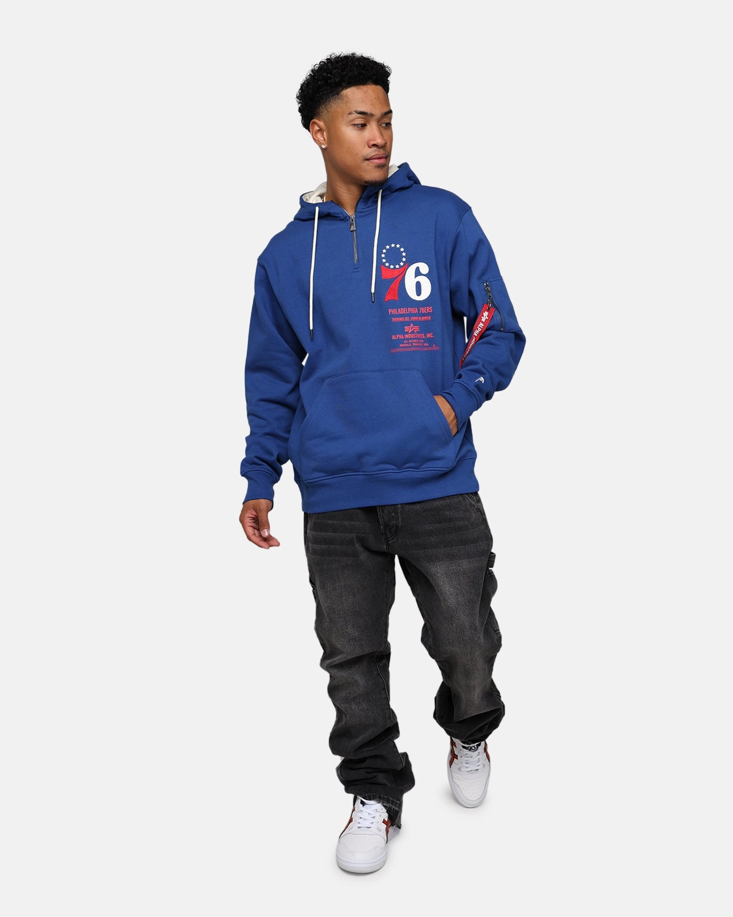 New Era X Alpha Industries Philadelphia 76ers Zipper Hoodie Blue Express