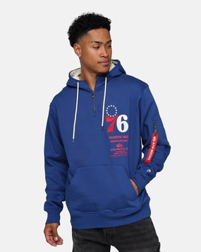 New Era X Alpha Industries Philadelphia 76ers Zipper Hoodie Blue Versatile Wear