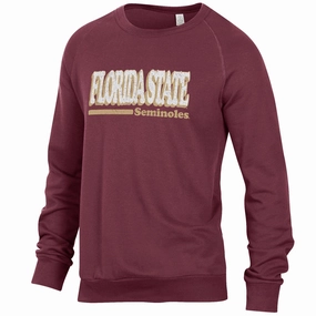 All-day Comfort Eco Friendly Dye Alternative Apparel Men's Florida State Seminoles Vintage Tri-blend Crew Sweat - True Currant