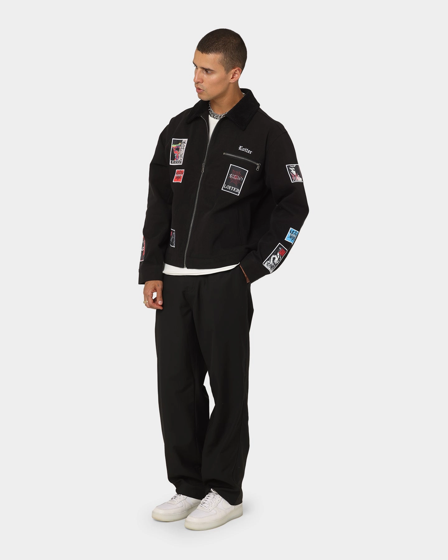 Taped Zipper Closures Smart Layer Loiter Patchwork Jacket Black
