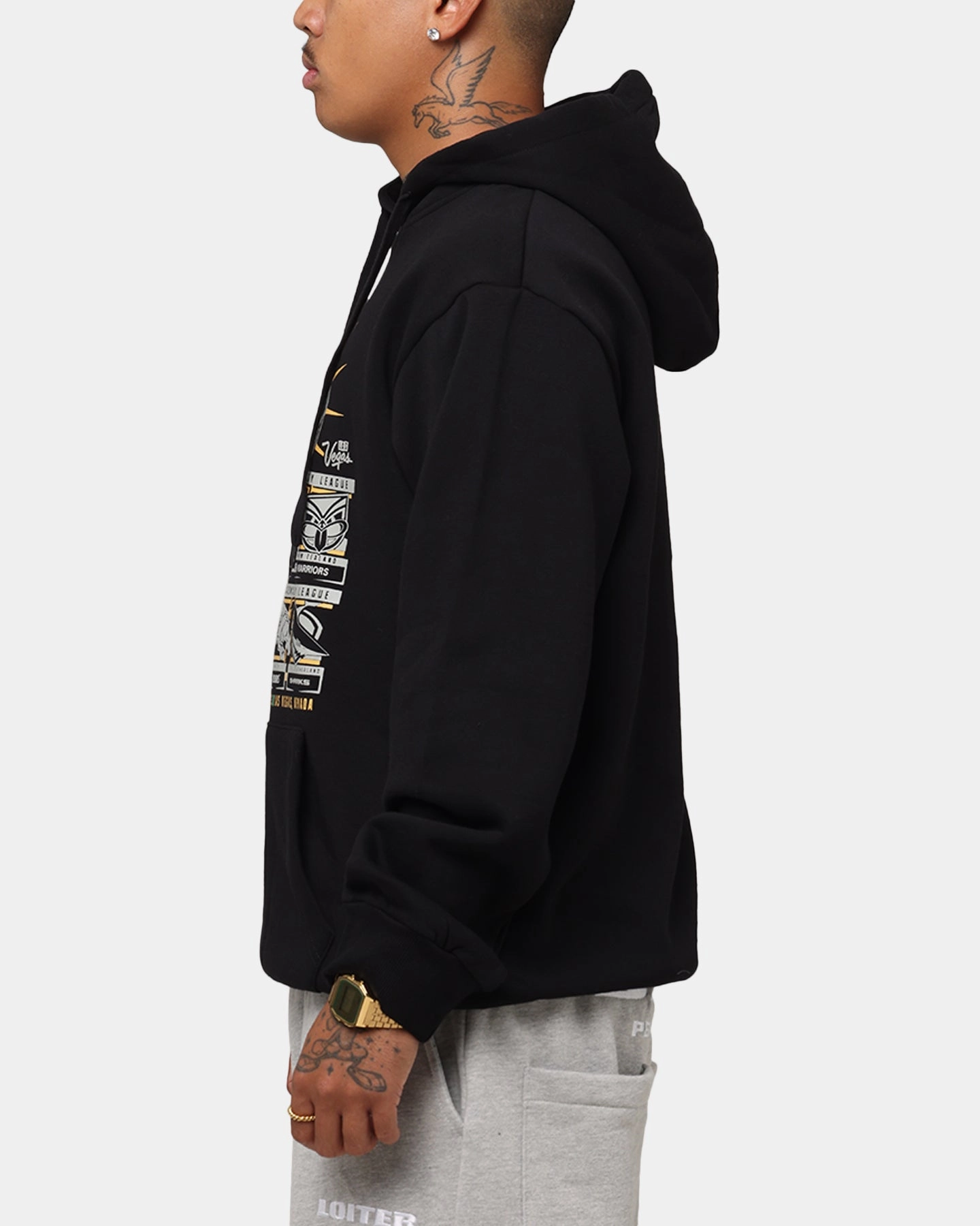 Printed Ribbed Cuffs Tidwell NRL 2025 Las Vegas Round Sign Hoodie Black