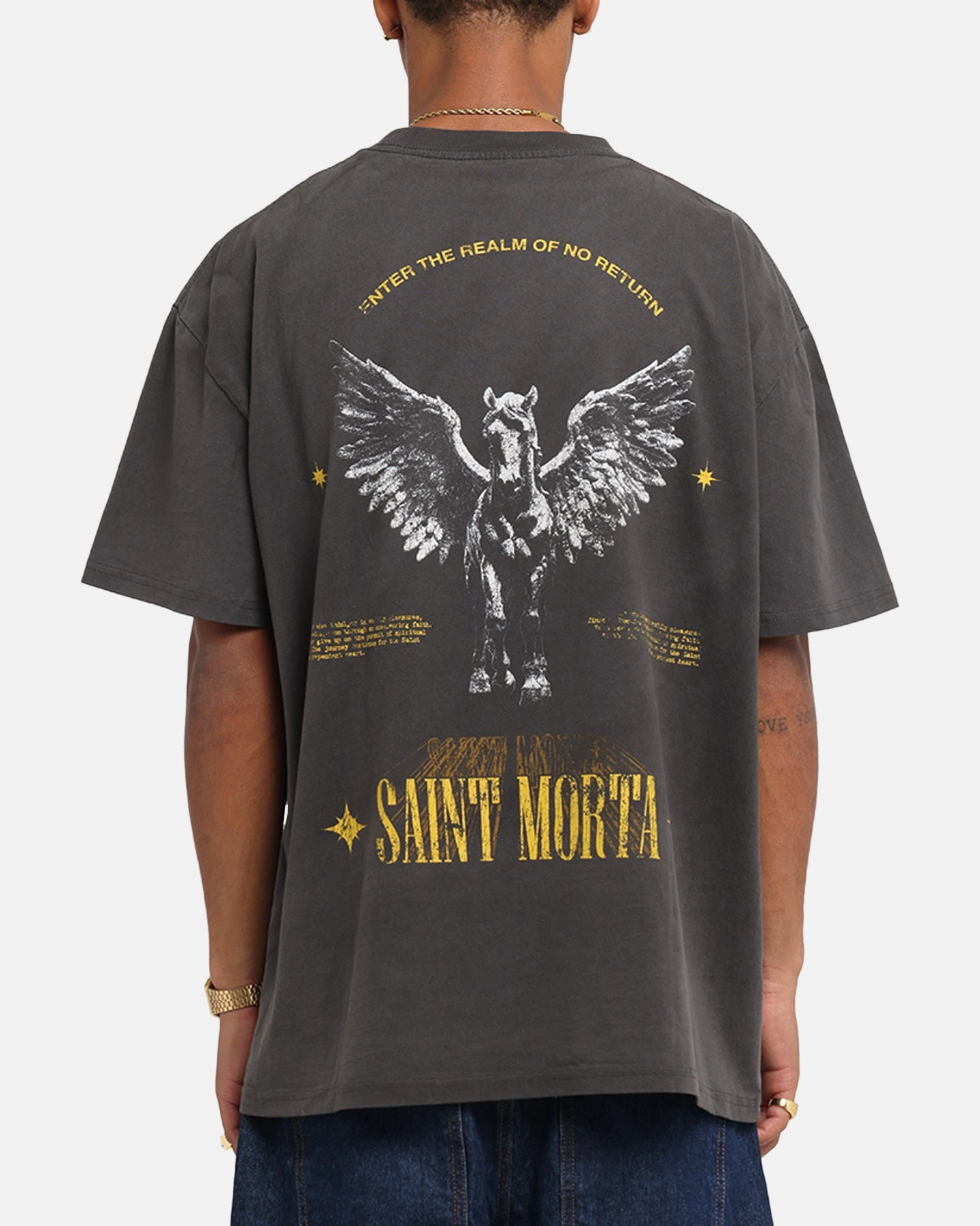 Gym clothing Saint Morta Realm Of Return Boxy T-Shirt Black Wash