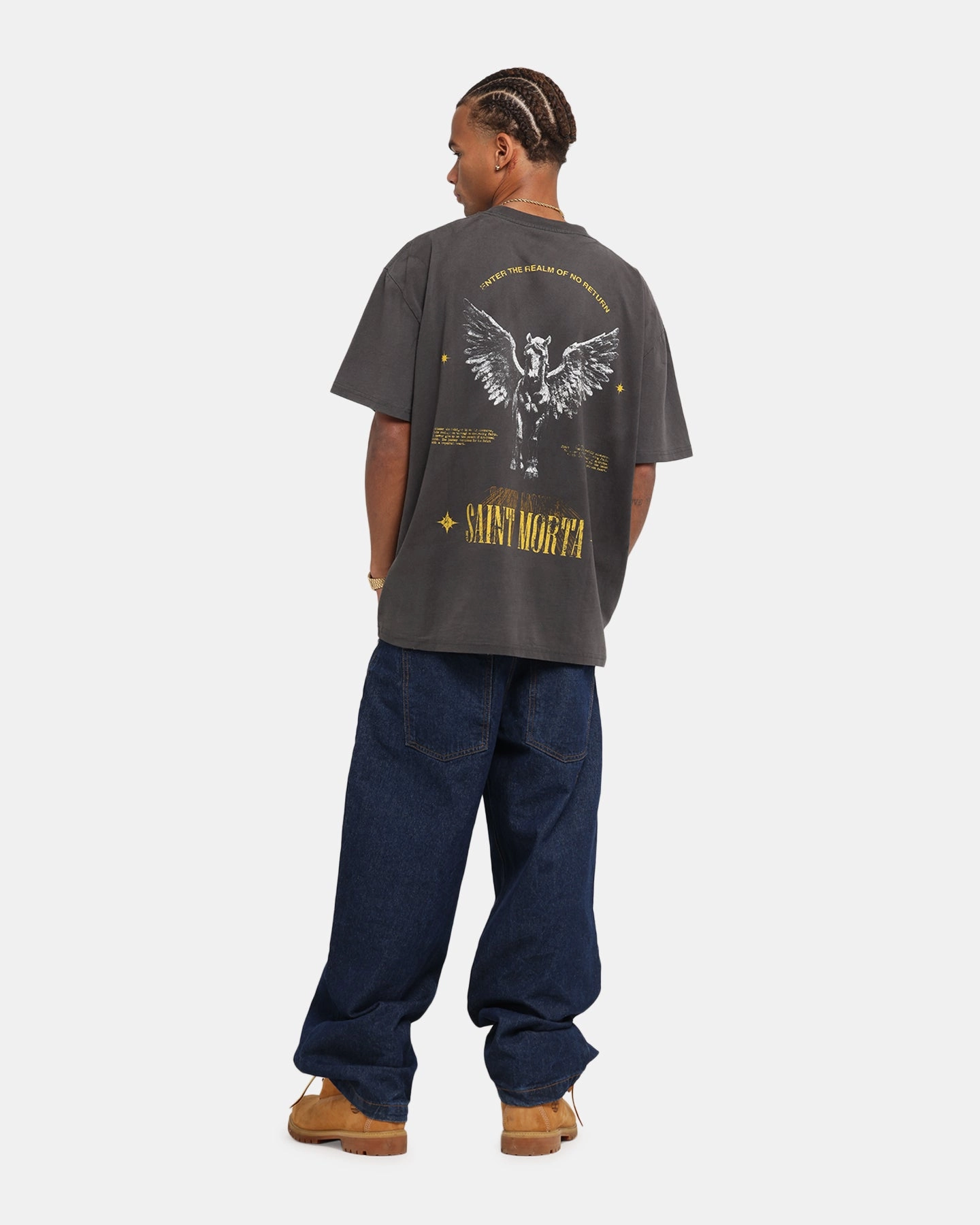Relaxed and Easy Saint Morta Realm Of Return Boxy T-Shirt Black Wash