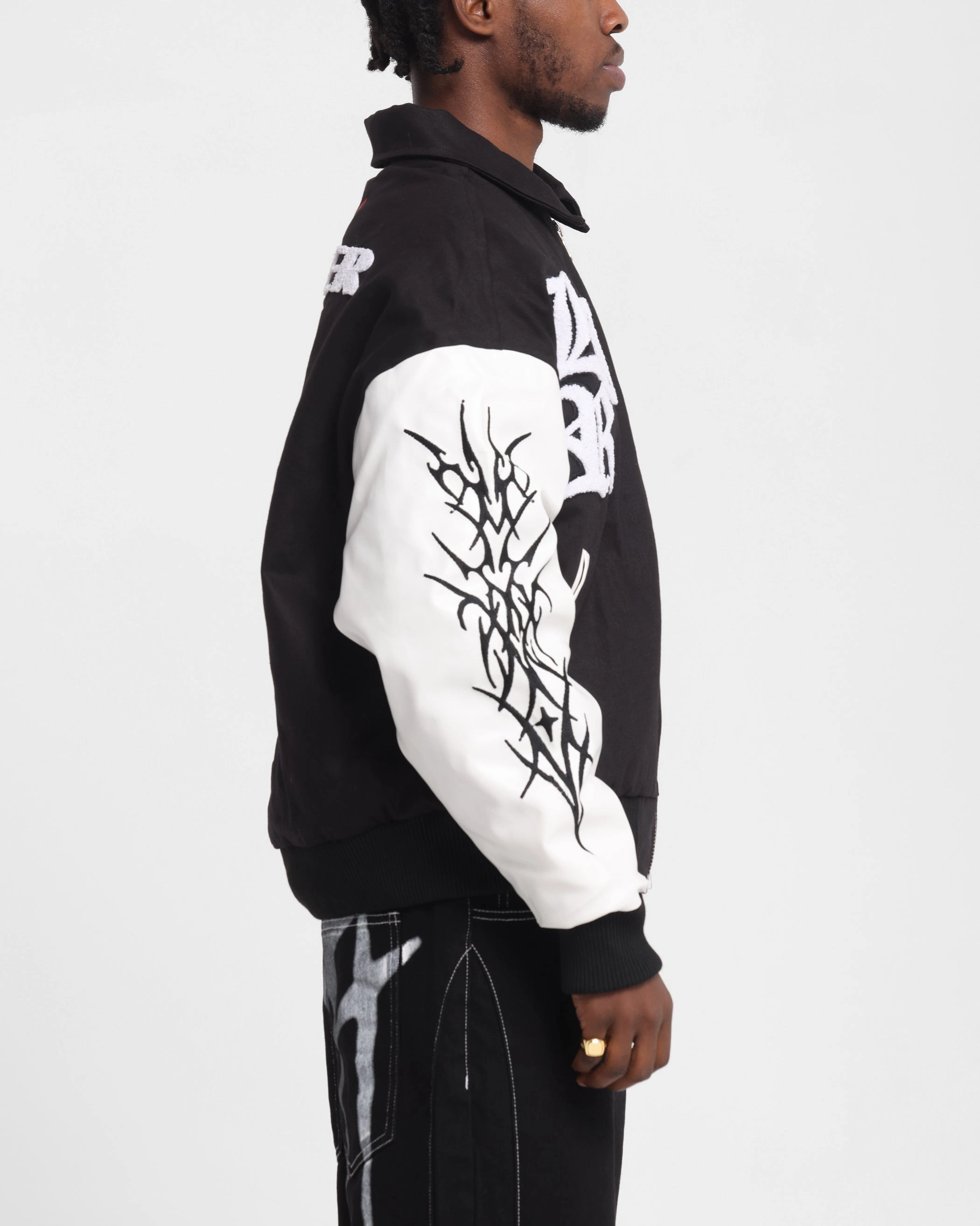 Loiter Cyber Varsity Jacket Black/White Street Comfort