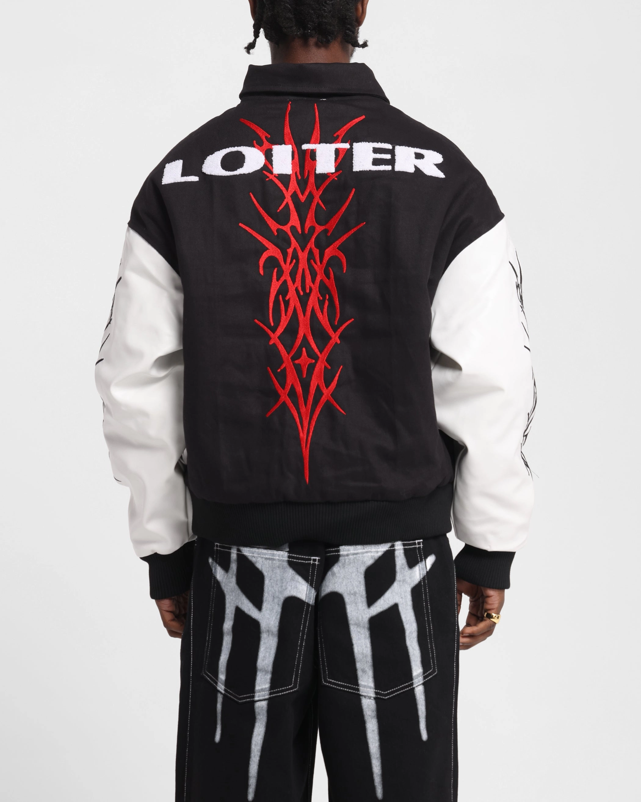 Advantage Makeup Loiter Cyber Varsity Jacket Black/White