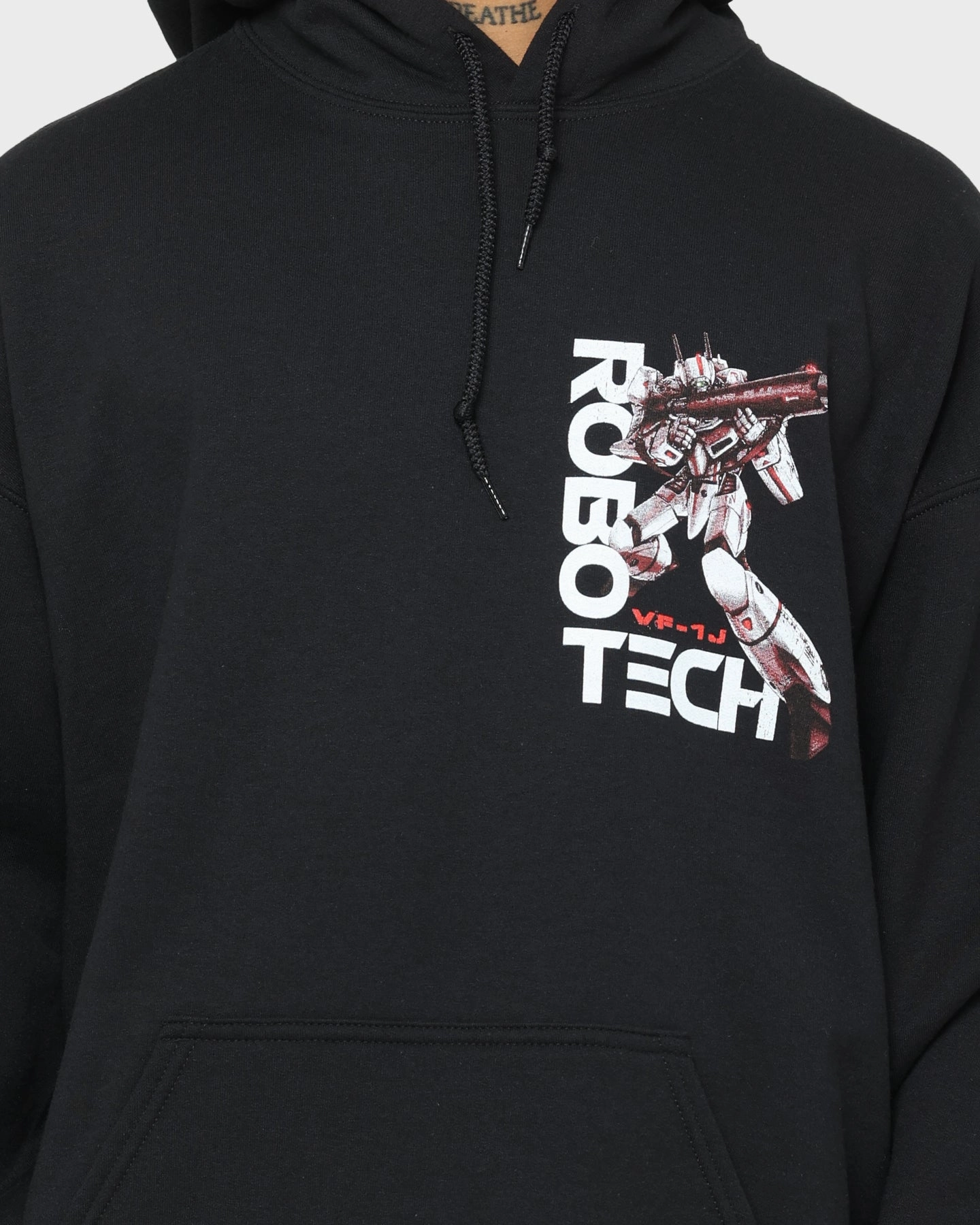 suitable for casual sports Minimalist American Thrift X Robotech VF1J Hoodie Black